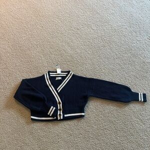 Urban Outfitters Navy and Cream Knit Sweater